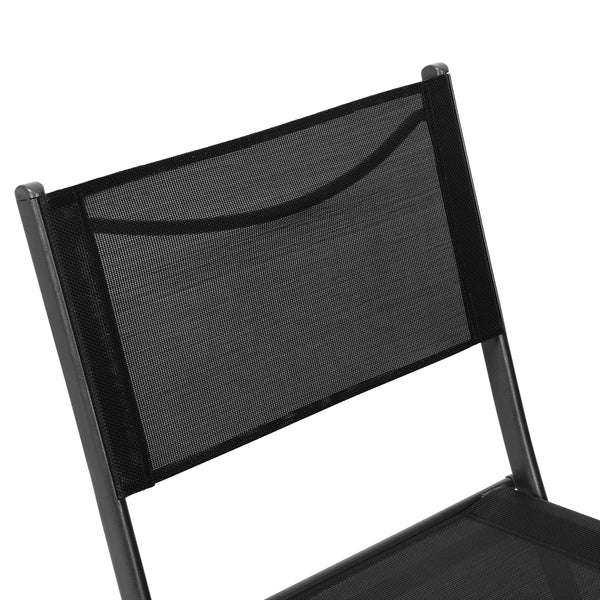 Black |#| 2 Pack Commercial Outdoor Flex Comfort Folding Chair with Metal Frame in Black