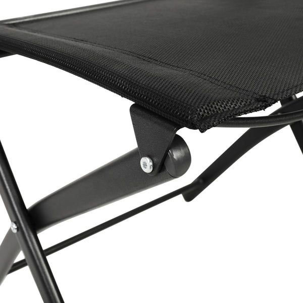 Black |#| 2 Pack Commercial Outdoor Flex Comfort Folding Chair with Metal Frame in Black