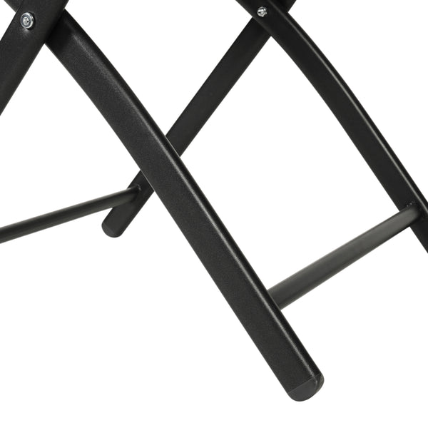 Black |#| 2 Pack Commercial Outdoor Flex Comfort Folding Chair with Metal Frame in Black