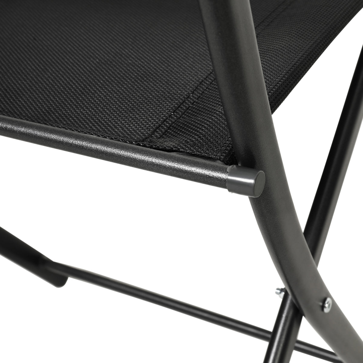 Black |#| 2 Pack Commercial Outdoor Flex Comfort Folding Chair with Metal Frame in Black