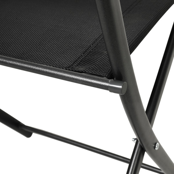 Black |#| 2 Pack Commercial Outdoor Flex Comfort Folding Chair with Metal Frame in Black