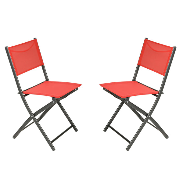 Red |#| 2 Pack Commercial Outdoor Flex Comfort Folding Chair with Metal Frame in Red