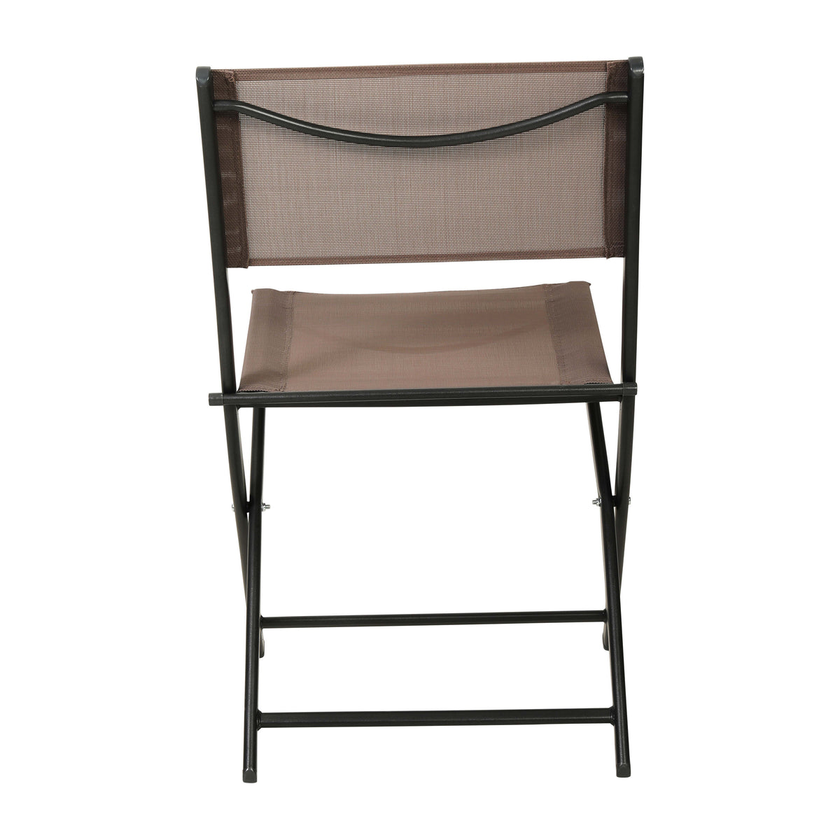 Brown |#| 2 Pack Commercial Outdoor Flex Comfort Folding Chair with Metal Frame in Brown