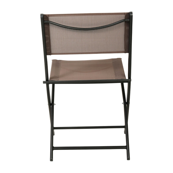 Brown |#| 2 Pack Commercial Outdoor Flex Comfort Folding Chair with Metal Frame in Brown
