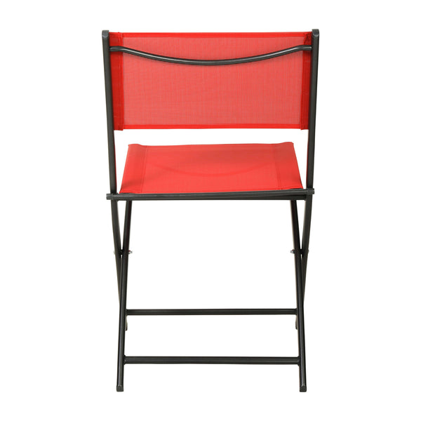 Red |#| 2 Pack Commercial Outdoor Flex Comfort Folding Chair with Metal Frame in Red