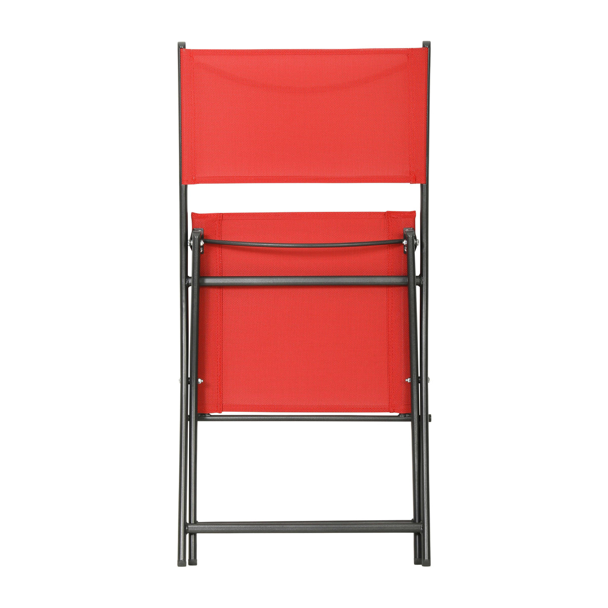 Red |#| 2 Pack Commercial Outdoor Flex Comfort Folding Chair with Metal Frame in Red