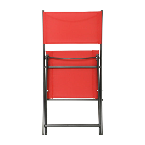 Red |#| 2 Pack Commercial Outdoor Flex Comfort Folding Chair with Metal Frame in Red