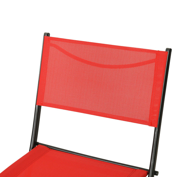Red |#| 2 Pack Commercial Outdoor Flex Comfort Folding Chair with Metal Frame in Red