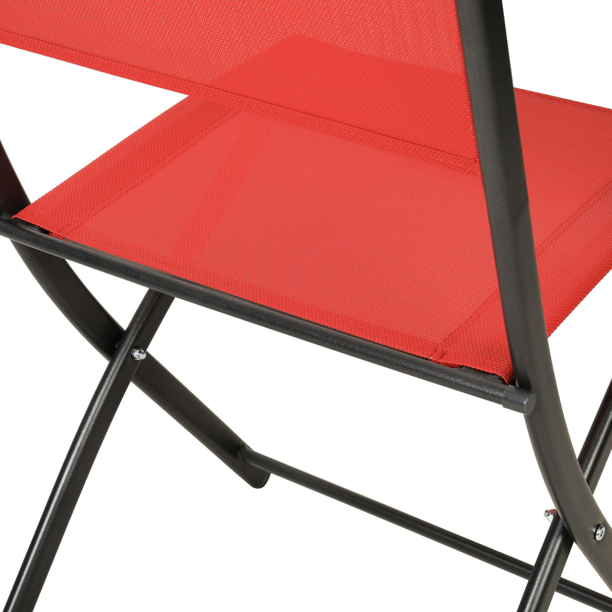 Red |#| 2 Pack Commercial Outdoor Flex Comfort Folding Chair with Metal Frame in Red