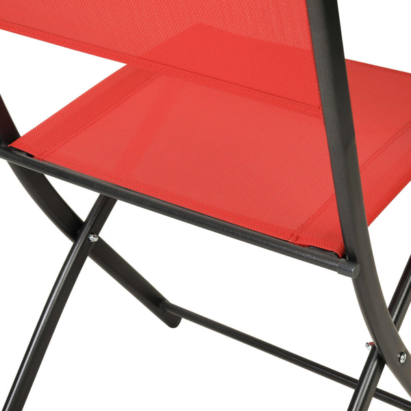 Red |#| 2 Pack Commercial Outdoor Flex Comfort Folding Chair with Metal Frame in Red