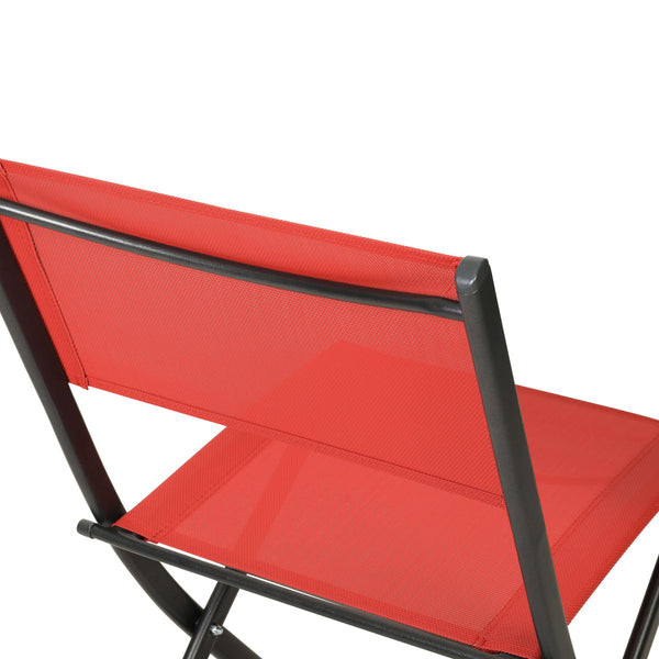 Red |#| 2 Pack Commercial Outdoor Flex Comfort Folding Chair with Metal Frame in Red