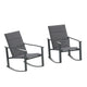 Black |#| Set of 2 All Weather Flex Comfort Rocking Chairs with Metal Frames-Black/Black