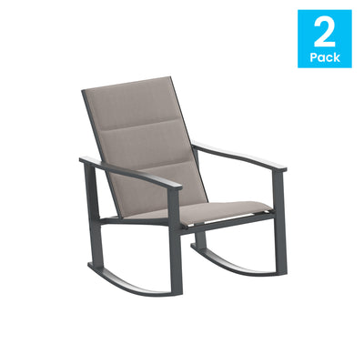 Brazos Set of 2 Outdoor Rocking Chairs with Flex Comfort Material and Metal Frame