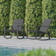 Black |#| Set of 2 All Weather Flex Comfort Rocking Chairs with Metal Frames-Black/Black