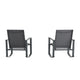 Black |#| Set of 2 All Weather Flex Comfort Rocking Chairs with Metal Frames-Black/Black