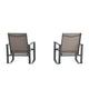 Brown |#| Set of 2 All Weather Flex Comfort Rocking Chairs with Metal Frames-Brown/Black