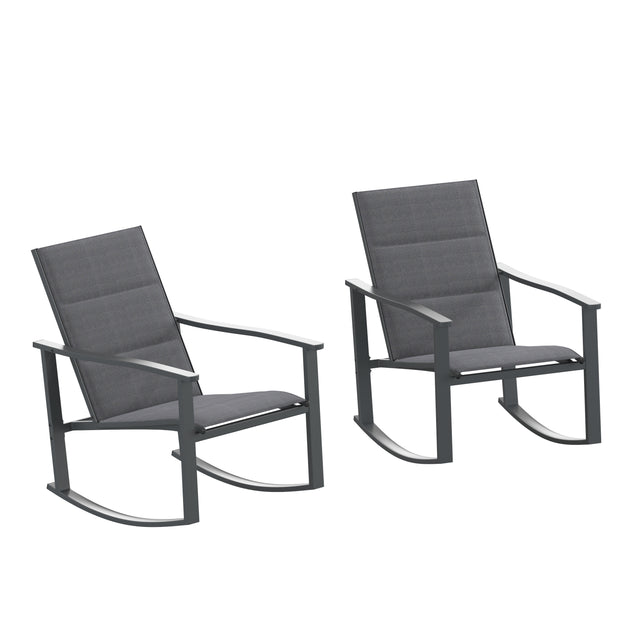 Brazos Set of 2 Outdoor Rocking Chairs with Flex Comfort Material and Metal Frame - View 1