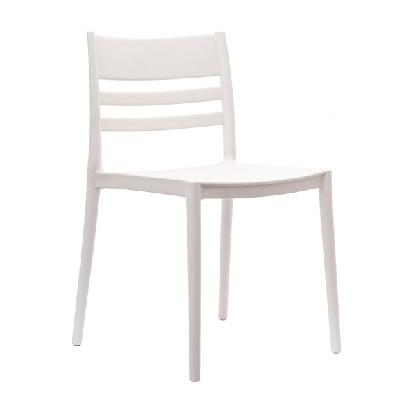 White |#| Commercial All-Weather White Resin Patio Stack Chair with Slatted Backrest