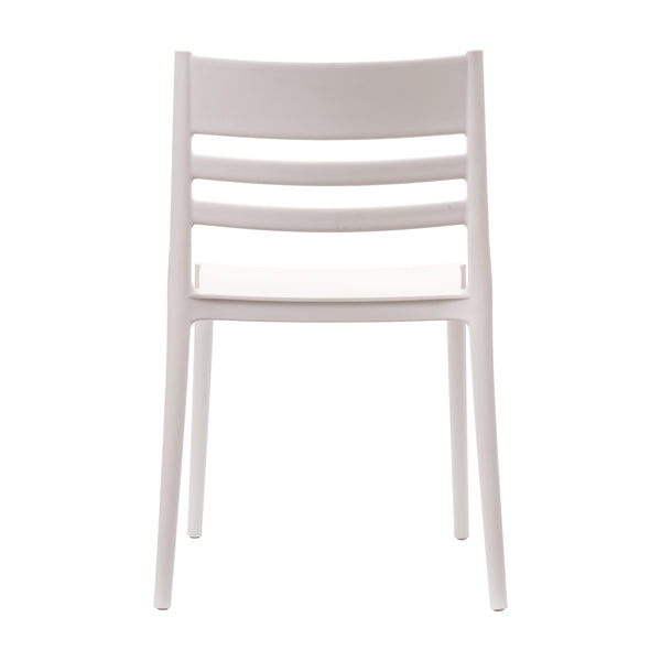 White |#| Commercial All-Weather White Resin Patio Stack Chair with Slatted Backrest