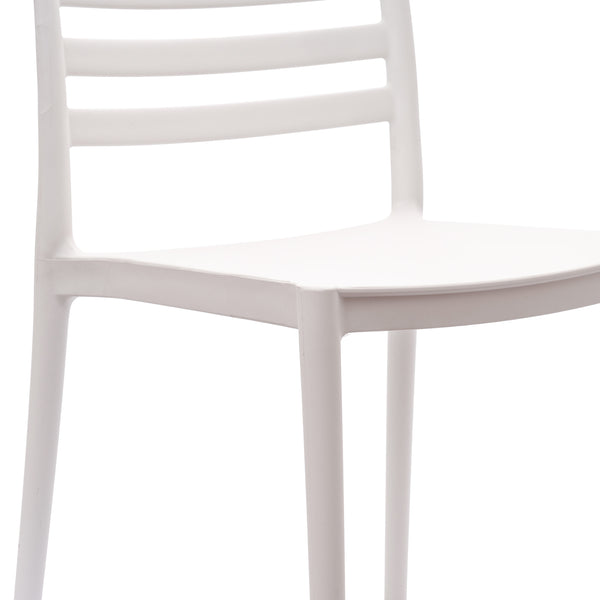 White |#| Commercial All-Weather White Resin Patio Stack Chair with Slatted Backrest