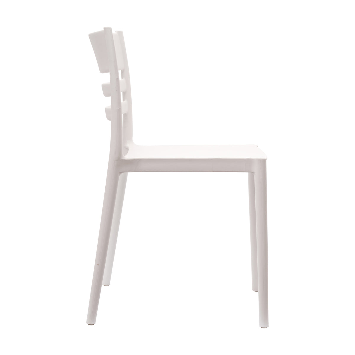 White |#| Commercial All-Weather White Resin Patio Stack Chair with Slatted Backrest