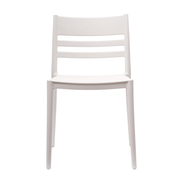 White |#| Commercial All-Weather White Resin Patio Stack Chair with Slatted Backrest