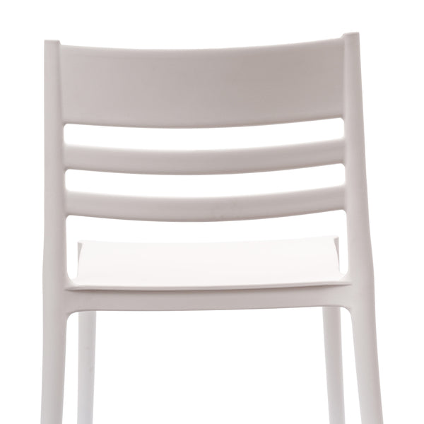White |#| Commercial All-Weather White Resin Patio Stack Chair with Slatted Backrest