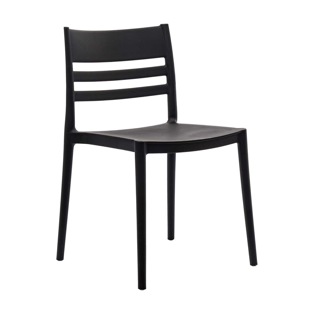 Black |#| Commercial All-Weather Resin Patio Stack Chair with Slatted Backrest