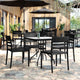 Black |#| Commercial All-Weather Resin Patio Stack Chair with Slatted Backrest