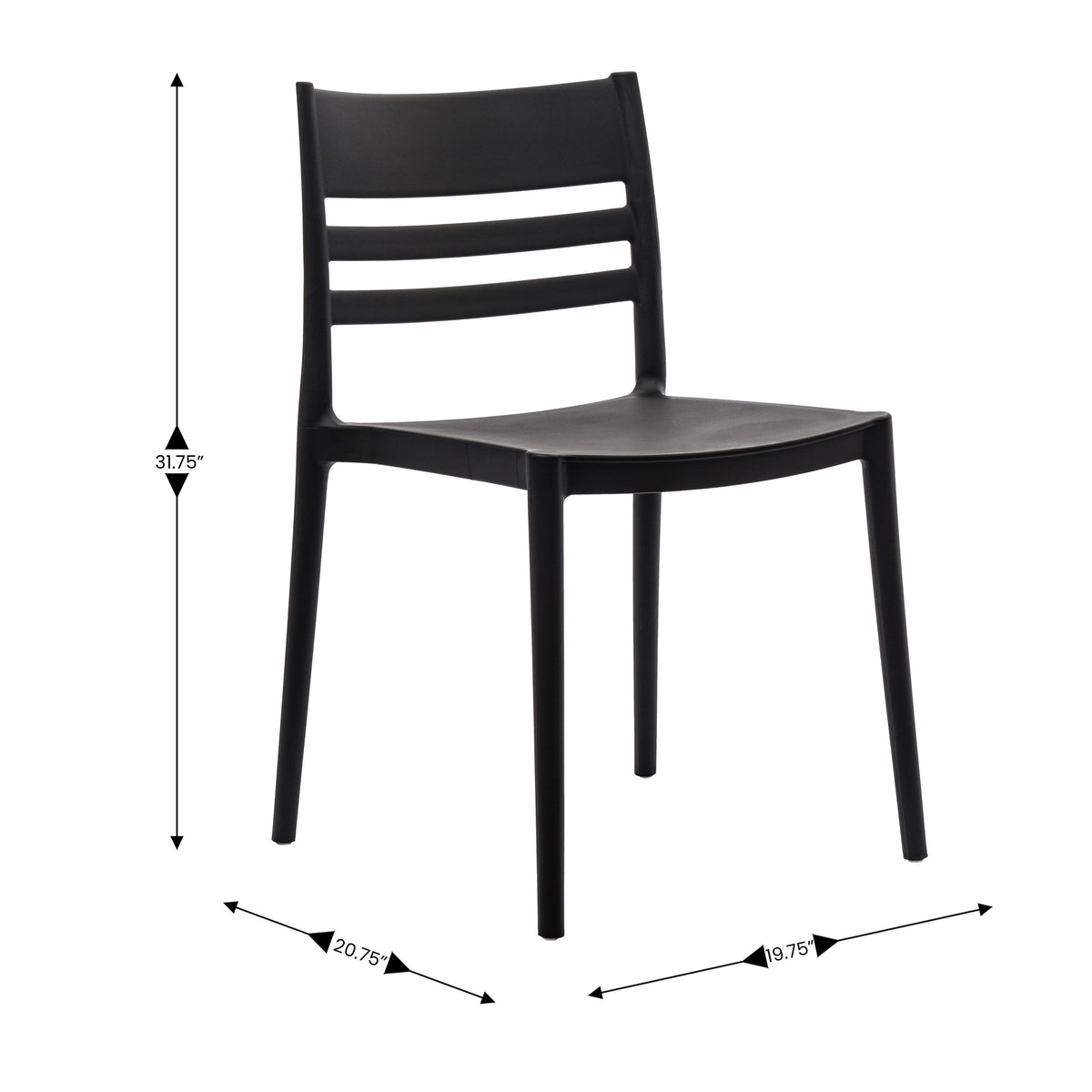 Black |#| Commercial All-Weather Resin Patio Stack Chair with Slatted Backrest