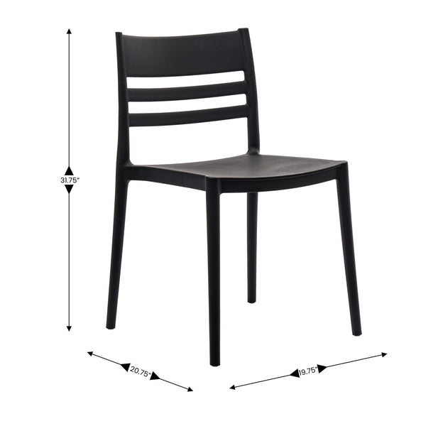 Black |#| Commercial All-Weather Resin Patio Stack Chair with Slatted Backrest