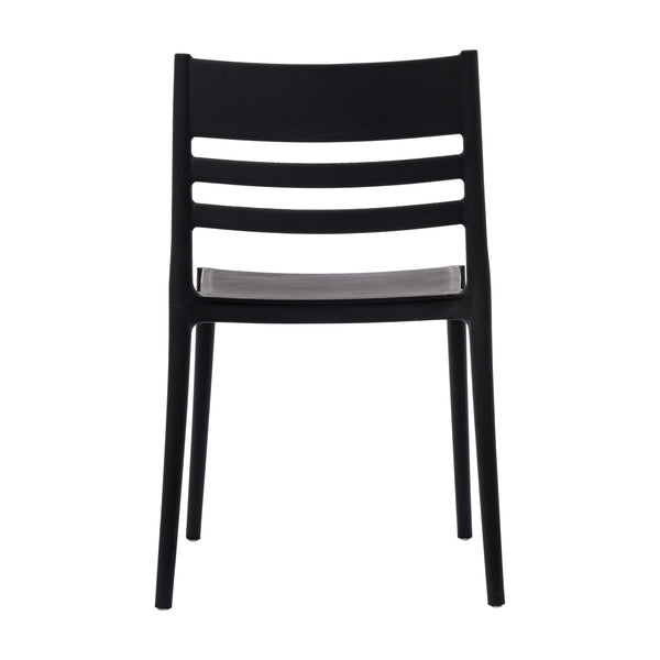 Black |#| Commercial All-Weather Resin Patio Stack Chair with Slatted Backrest
