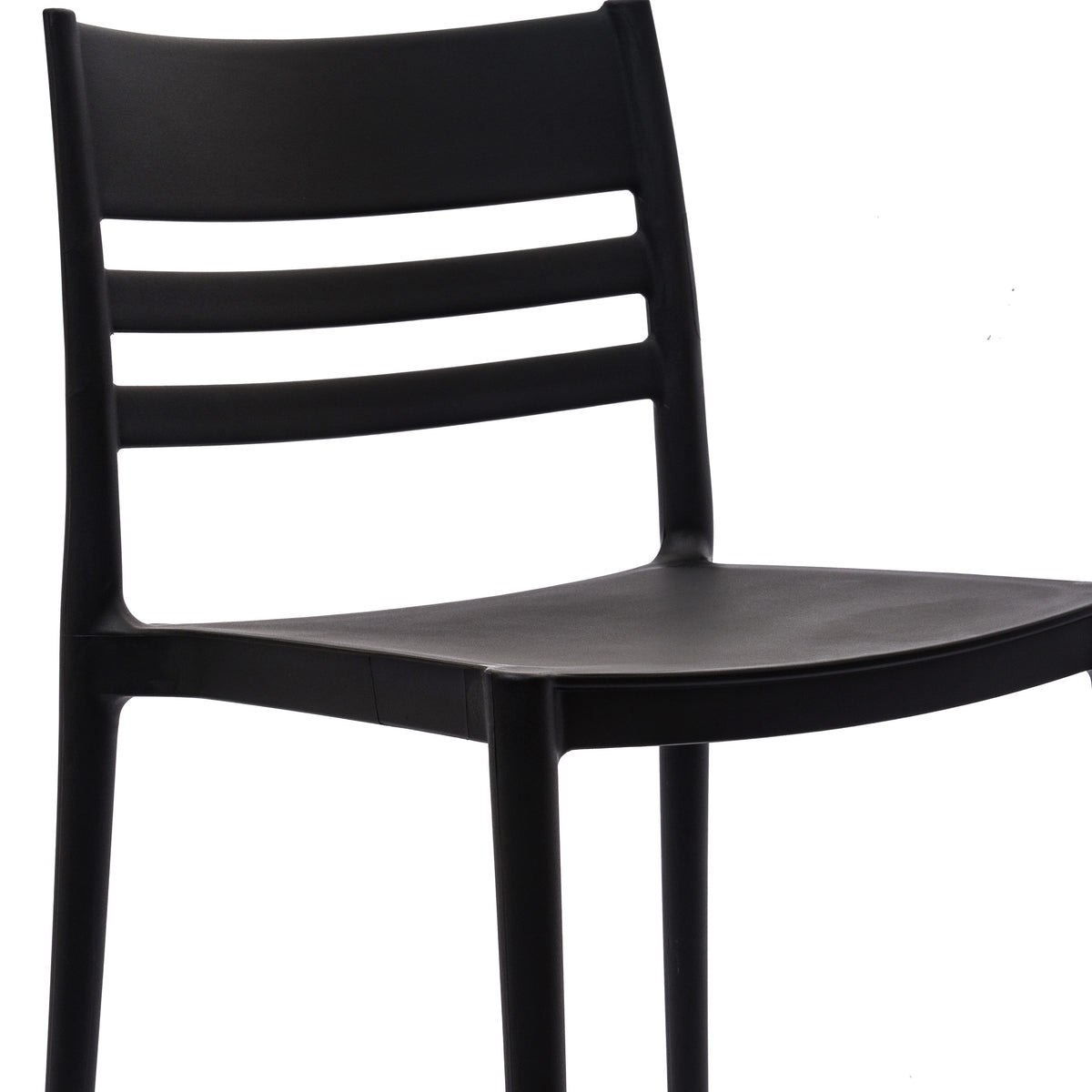 Black |#| Commercial All-Weather Resin Patio Stack Chair with Slatted Backrest