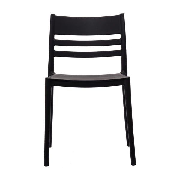 Black |#| Commercial All-Weather Resin Patio Stack Chair with Slatted Backrest