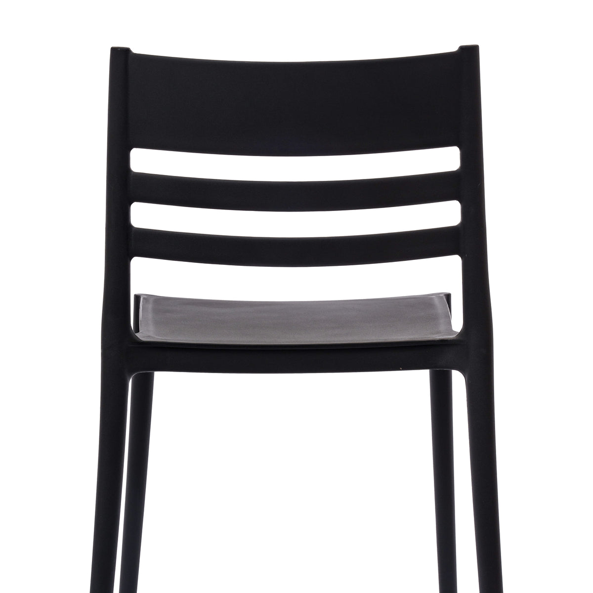 Black |#| Commercial All-Weather Resin Patio Stack Chair with Slatted Backrest