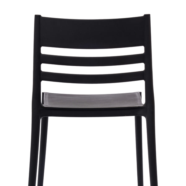 Black |#| Commercial All-Weather Resin Patio Stack Chair with Slatted Backrest