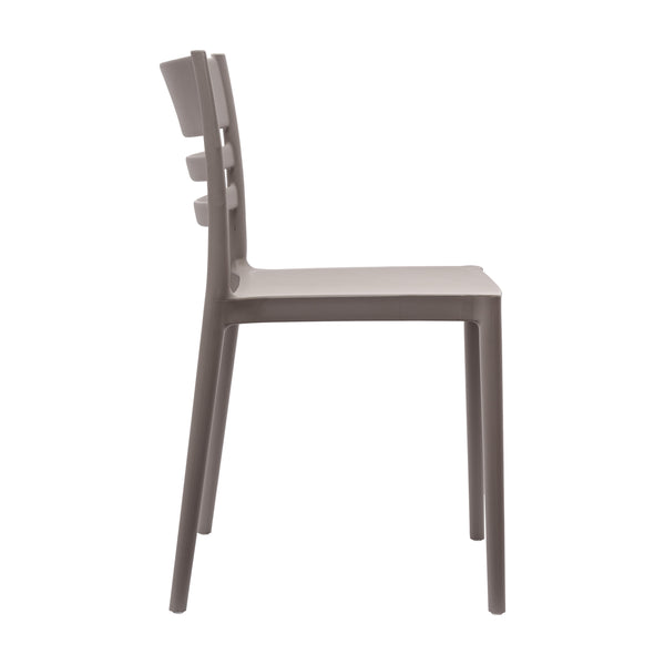 Gray |#| Commercial All-Weather Gray Resin Patio Stack Chair with Slatted Backrest