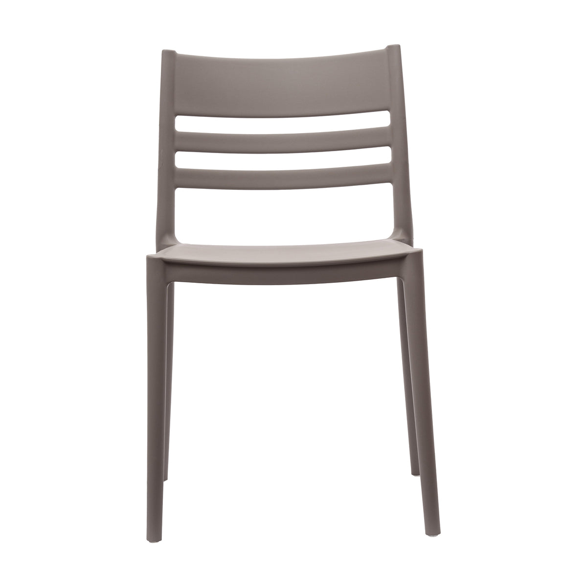 Gray |#| Commercial All-Weather Gray Resin Patio Stack Chair with Slatted Backrest