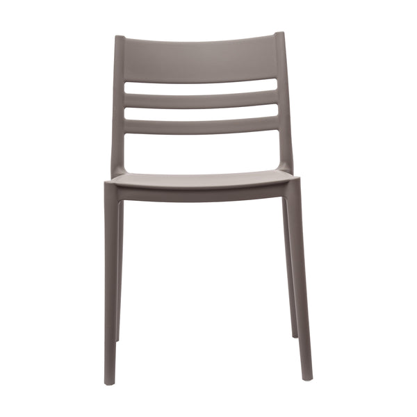 Gray |#| Commercial All-Weather Gray Resin Patio Stack Chair with Slatted Backrest