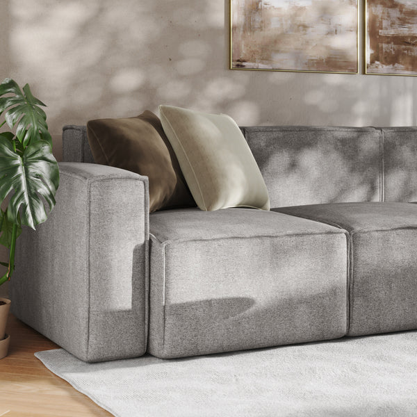 Gray |#| Contemporary 5 Piece Modular Sectional Sofa with Ottoman in Gray Fabric