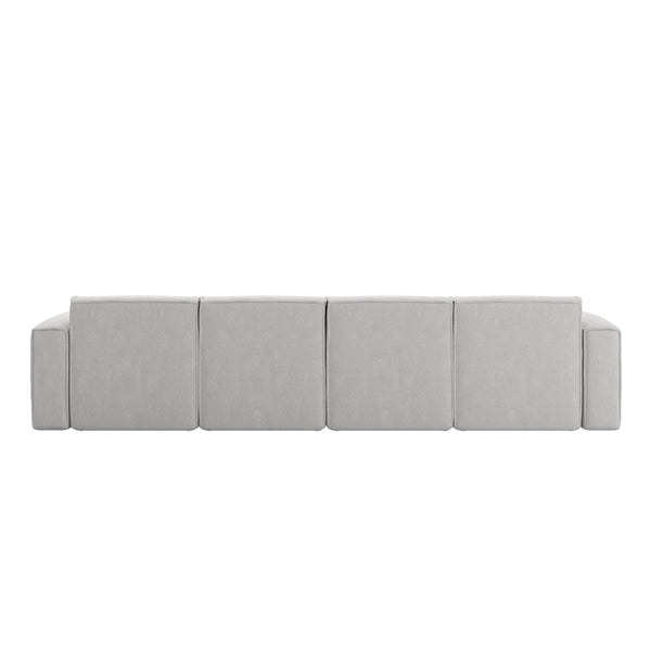 Cream |#| Contemporary 6 Piece Modular Sectional Sofa with 2 Ottomans in Cream Fabric