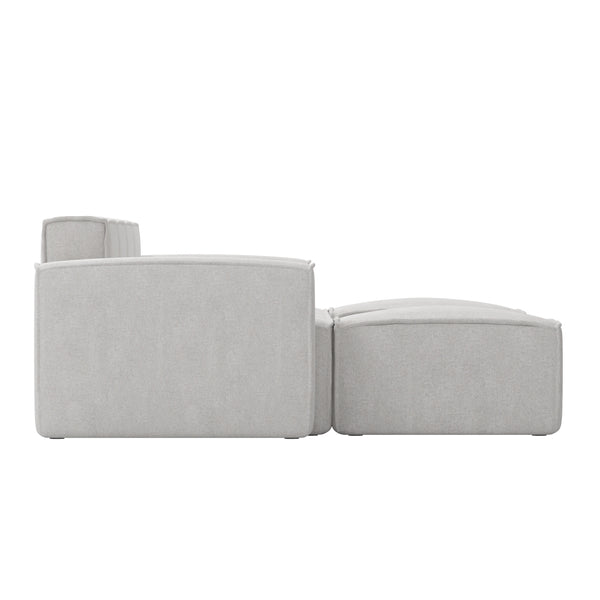 Cream |#| Contemporary 6 Piece Modular Sectional Sofa with 2 Ottomans in Cream Fabric