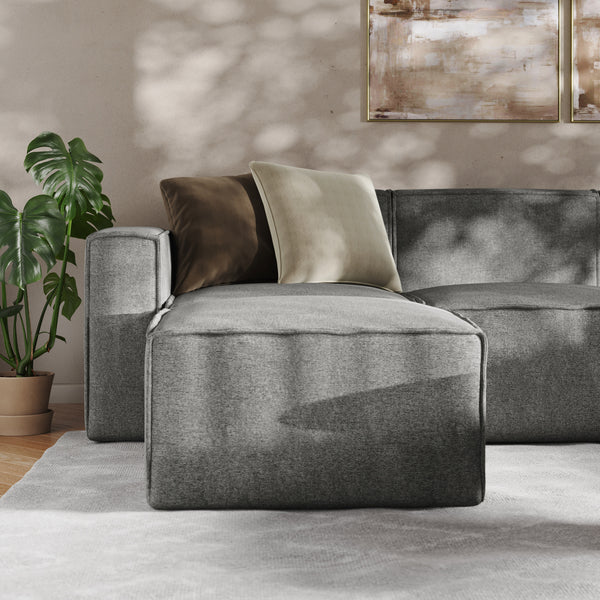 Dark Gray |#| Contemporary 6 Piece Modular Sectional Sofa with 2 Ottomans in Dark Gray Fabric
