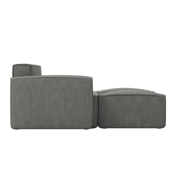 Dark Gray |#| Contemporary 6 Piece Modular Sectional Sofa with 2 Ottomans in Dark Gray Fabric
