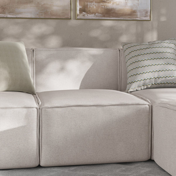 Cream |#| Contemporary Modular Sectional Sofa Armless Middle Chair in Cream Fabric