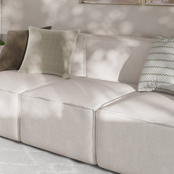 Cream |#| Contemporary Modular Sectional Sofa Armless Middle Chair in Cream Fabric