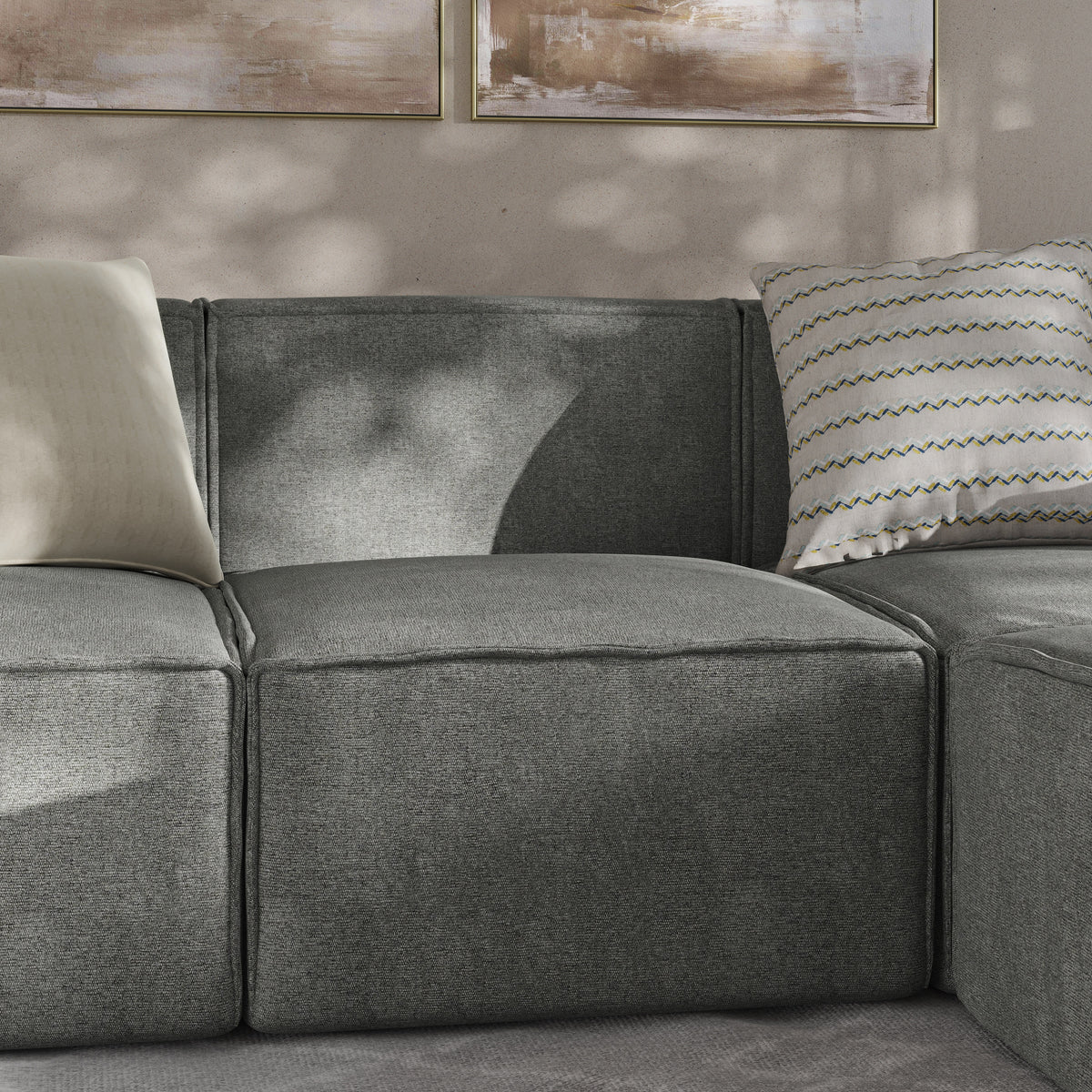Dark Gray |#| Contemporary Modular Sectional Sofa Armless Middle Chair in Dark Gray Fabric