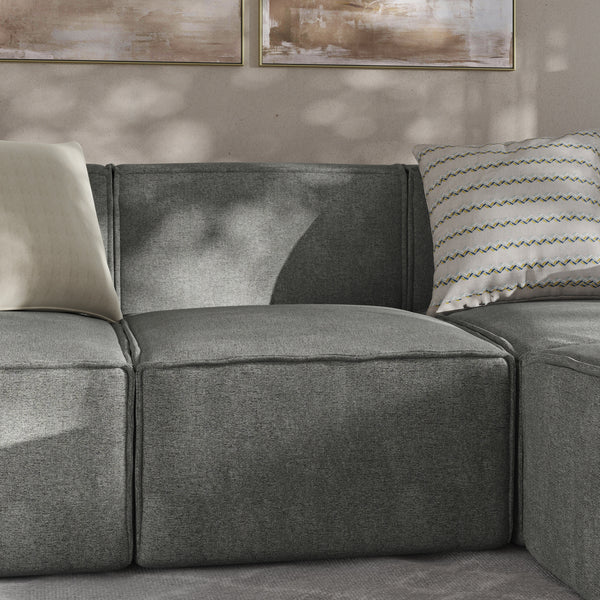 Dark Gray |#| Contemporary Modular Sectional Sofa Armless Middle Chair in Dark Gray Fabric