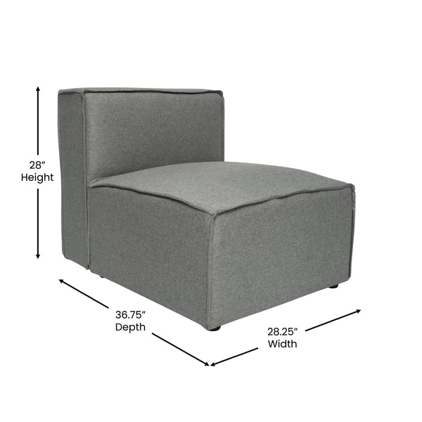 Dark Gray |#| Contemporary Modular Sectional Sofa Armless Middle Chair in Dark Gray Fabric