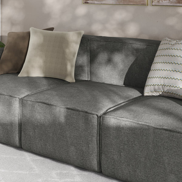 Dark Gray |#| Contemporary Modular Sectional Sofa Armless Middle Chair in Dark Gray Fabric
